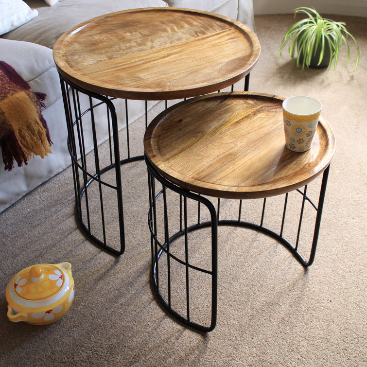 Williston Solid Wood Metal Nest Of Table Wayfair.co.uk